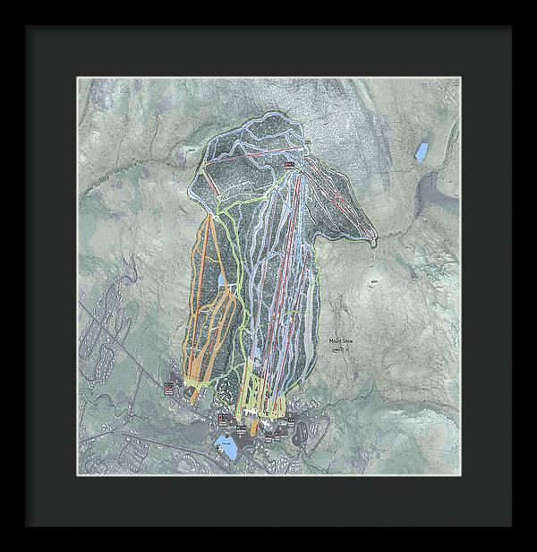 Mount Snow Ski Trail Map - Framed Print - Powderaddicts