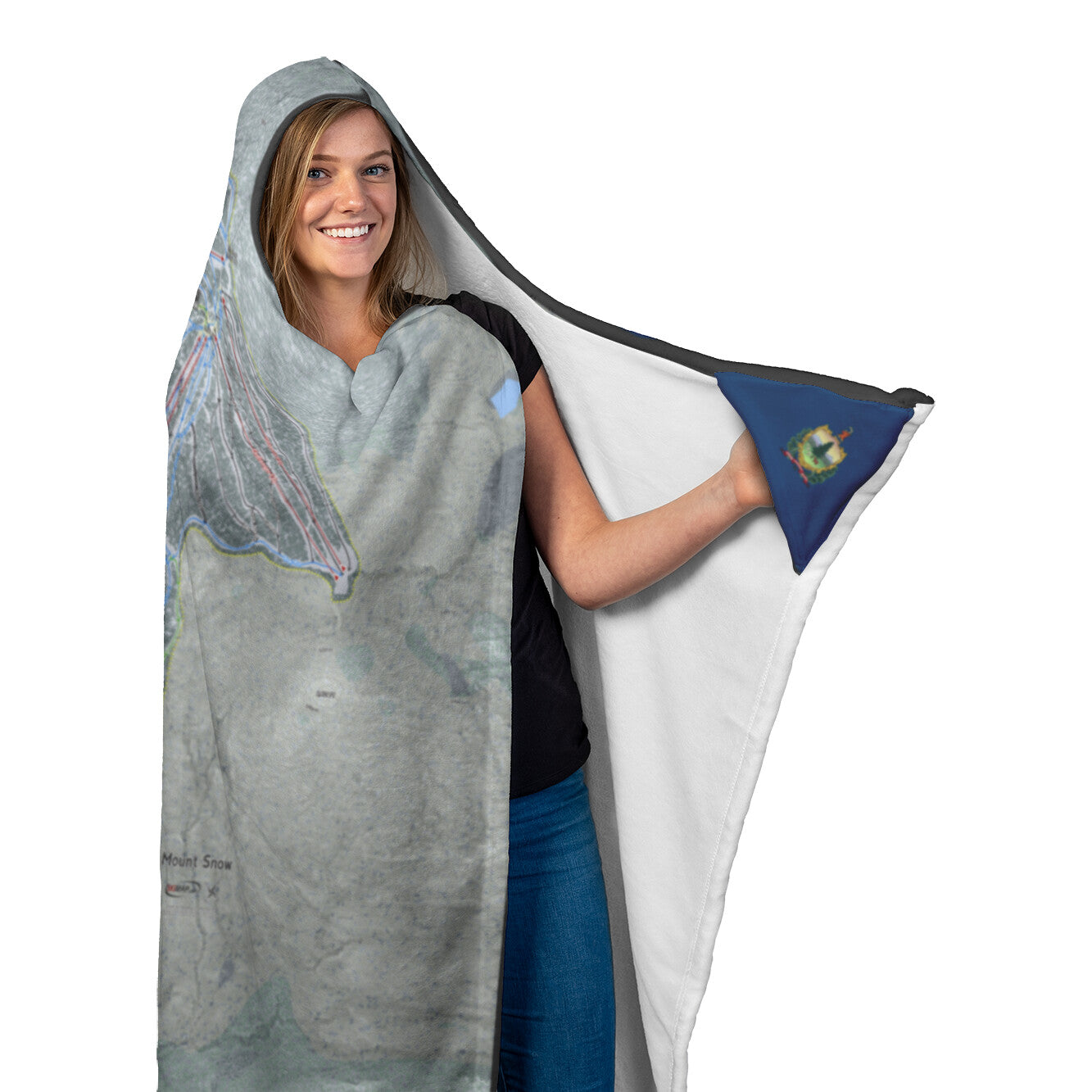 Mount Snow, Vermont Ski Trail Map - Hooded Blanket - Powderaddicts