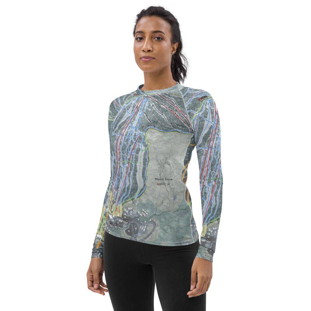 Mount Snow, Vermont Ski Trail Map Women's Base Layer Top - Powderaddicts