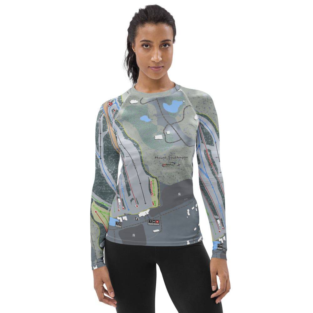Mount Southington, Connecticut Ski Trail Map Women's Base Layer Top - Powderaddicts