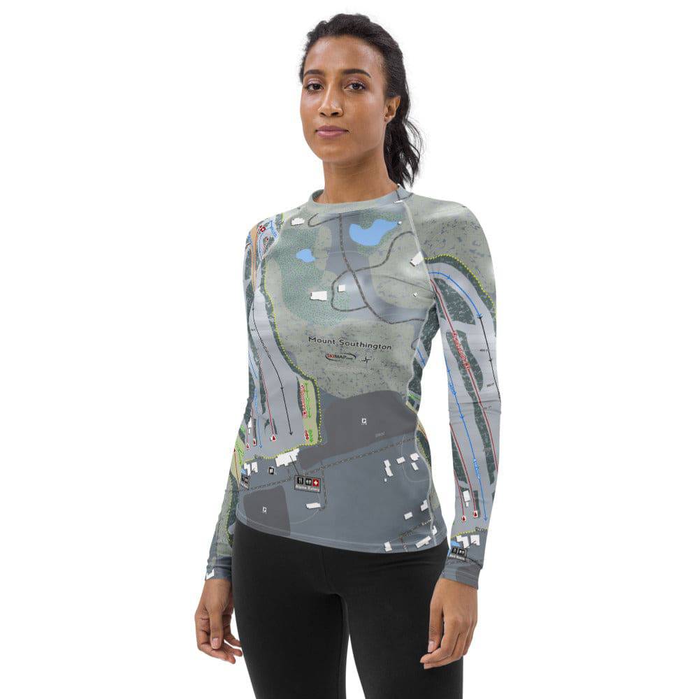Mount Southington, Connecticut Ski Trail Map Women's Base Layer Top - Powderaddicts