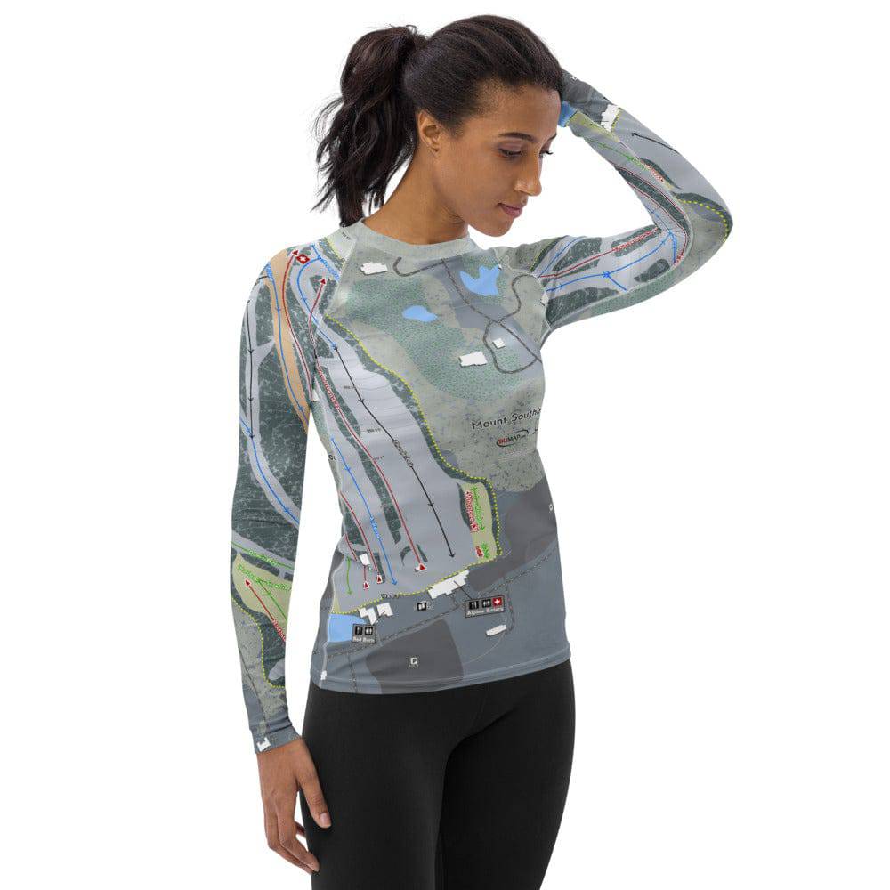Mount Southington, Connecticut Ski Trail Map Women's Base Layer Top - Powderaddicts