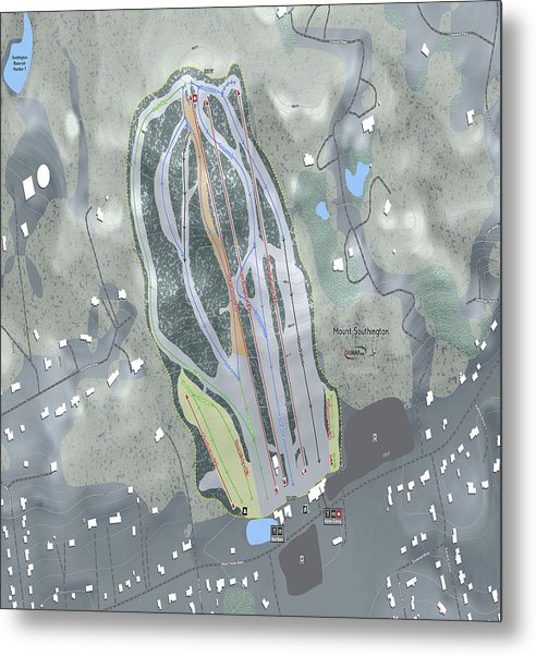 Mount Southington Ski Trail Map - Metal Print - Powderaddicts