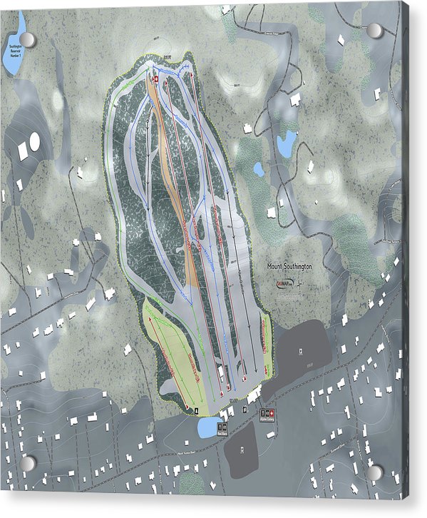 Mount Southington Ski Trail Map - Acrylic Print - Powderaddicts
