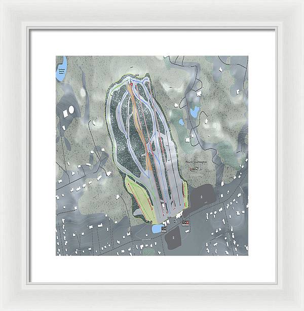 Mount Southington Ski Trail Map - Framed Print - Powderaddicts