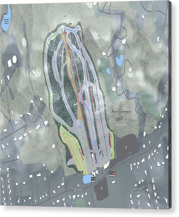 Mount Southington Ski Trail Map - Acrylic Print - Powderaddicts