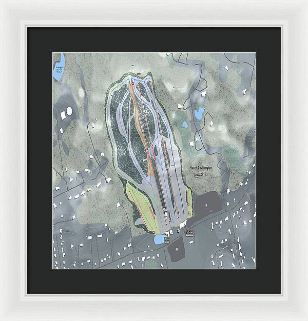 Mount Southington Ski Trail Map - Framed Print - Powderaddicts
