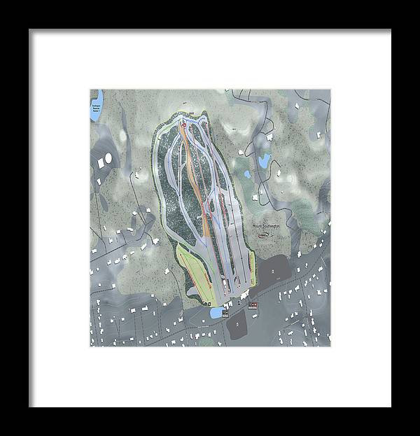 Mount Southington Ski Trail Map - Framed Print - Powderaddicts
