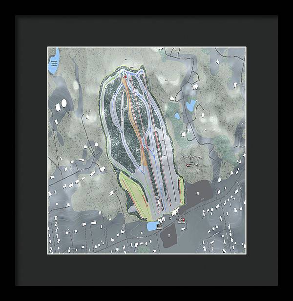 Mount Southington Ski Trail Map - Framed Print - Powderaddicts