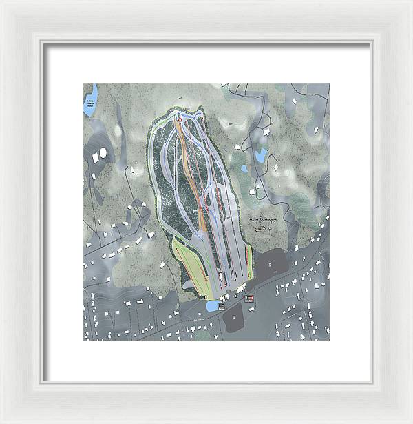 Mount Southington Ski Trail Map - Framed Print - Powderaddicts