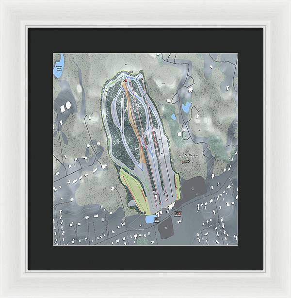 Mount Southington Ski Trail Map - Framed Print - Powderaddicts