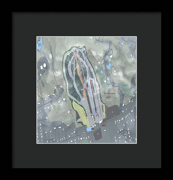 Mount Southington Ski Trail Map - Framed Print - Powderaddicts