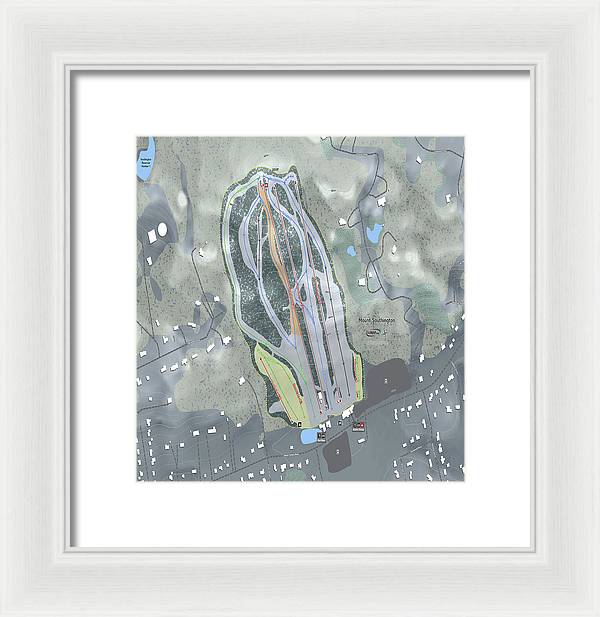 Mount Southington Ski Trail Map - Framed Print - Powderaddicts