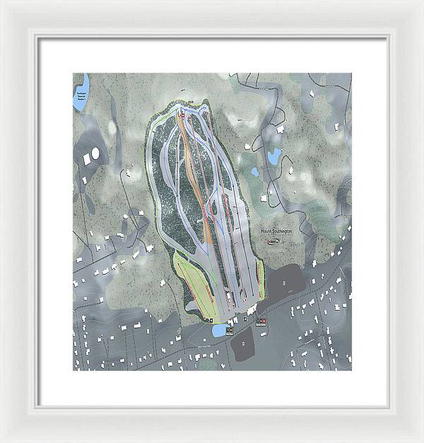 Mount Southington Ski Trail Map - Framed Print - Powderaddicts