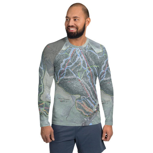 Mount Sunapee, New Hampshire Ski Trail Map Men's Base Layer Top - Powderaddicts
