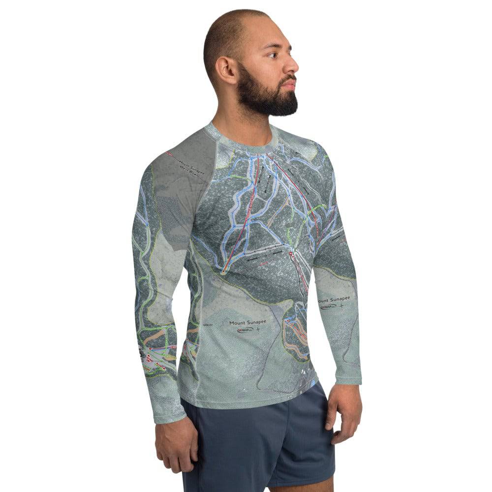 Mount Sunapee, New Hampshire Ski Trail Map Men's Base Layer Top - Powderaddicts