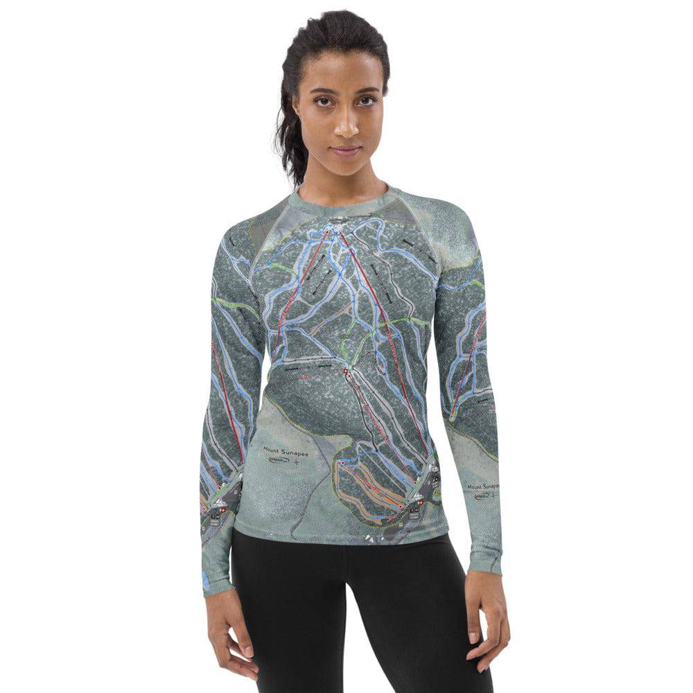 Mount Sunapee, New Hampshire Ski Trail Map Women's Base Layer Top - Powderaddicts