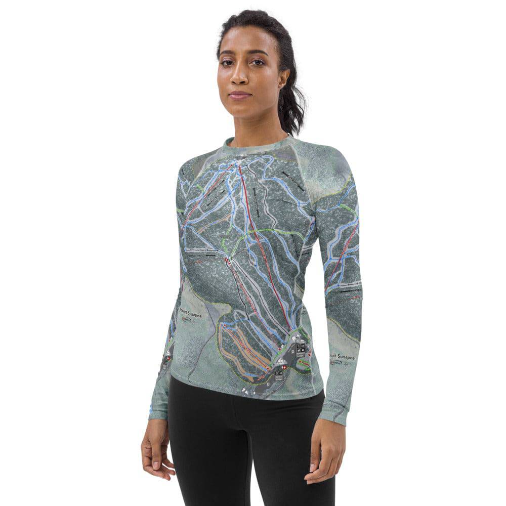 Mount Sunapee, New Hampshire Ski Trail Map Women's Base Layer Top - Powderaddicts