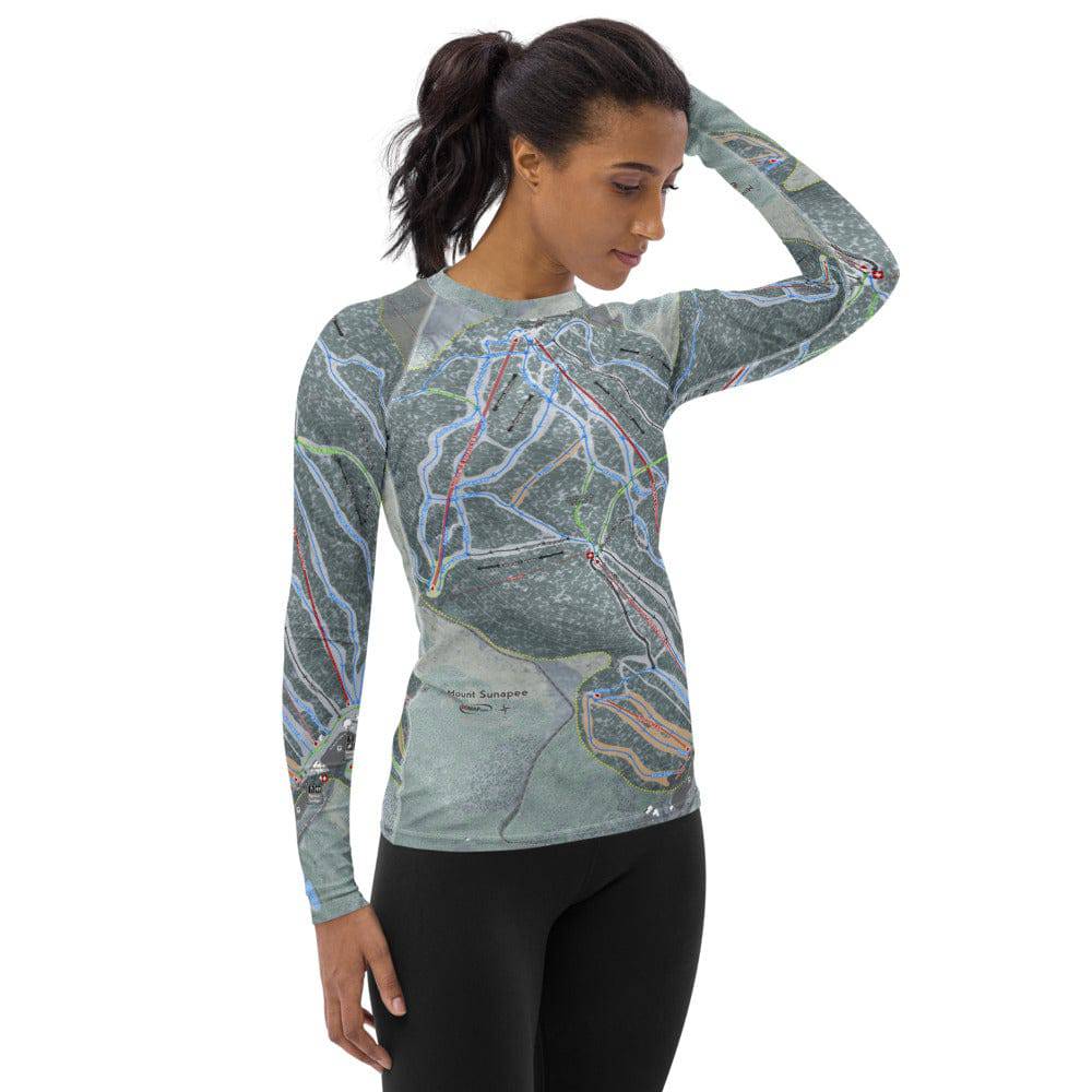Mount Sunapee, New Hampshire Ski Trail Map Women's Base Layer Top - Powderaddicts