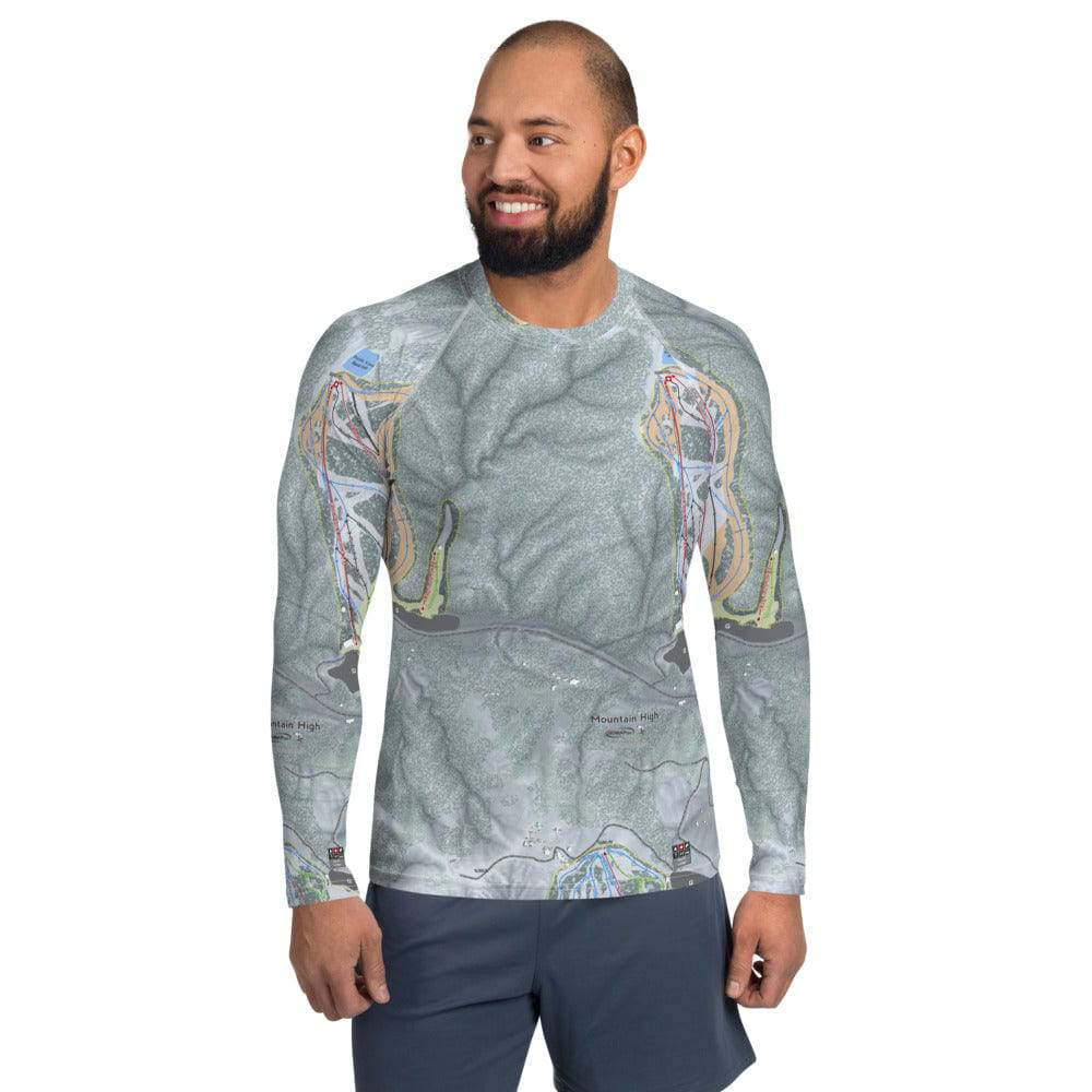 Mountain High, California Ski Trail Map Men's Base Layer Top - Powderaddicts