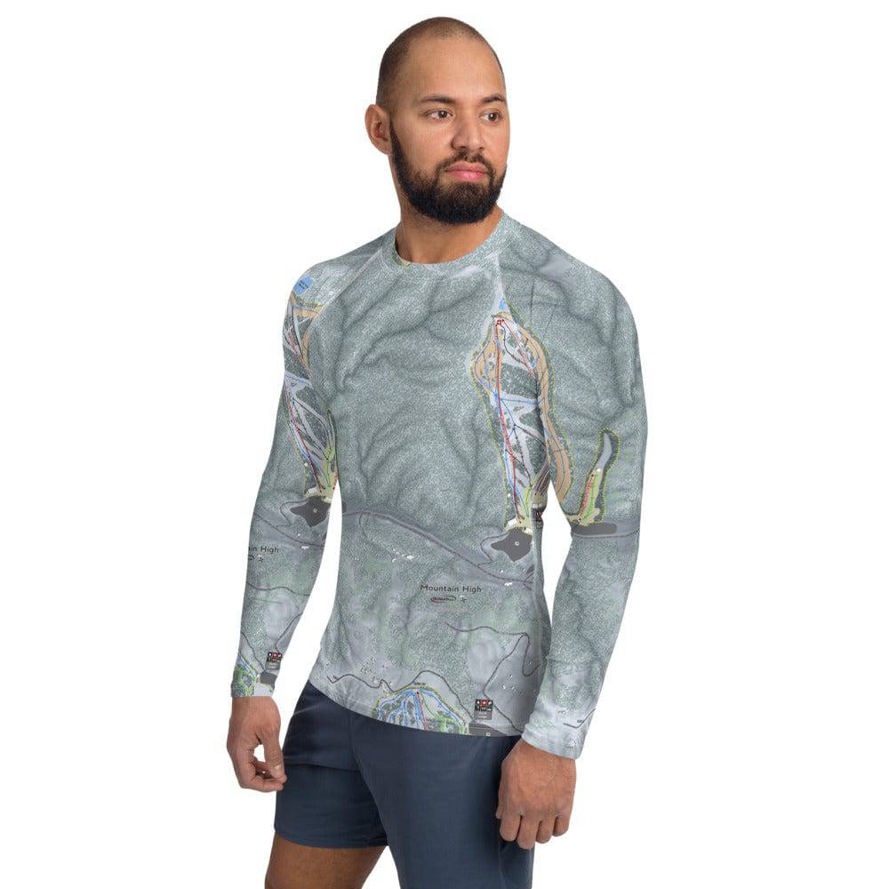 Mountain High, California Ski Trail Map Men's Base Layer Top - Powderaddicts