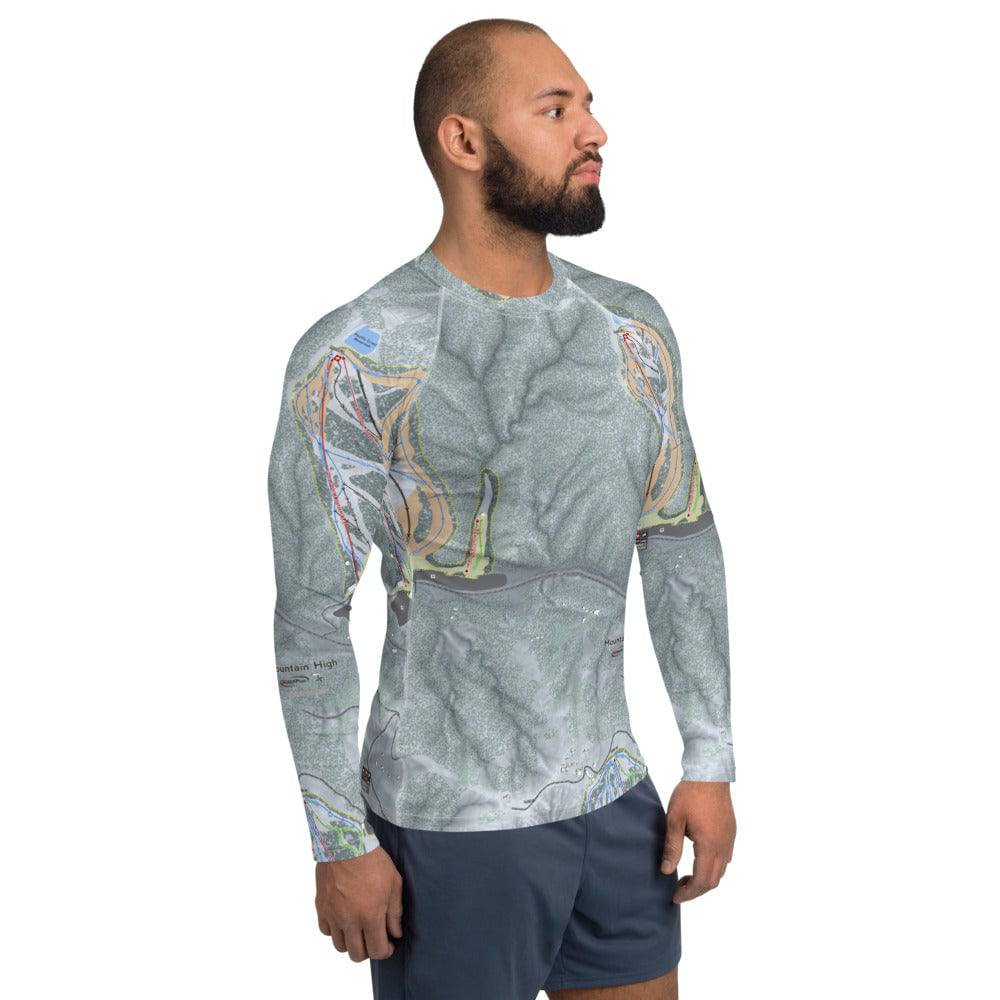Mountain High, California Ski Trail Map Men's Base Layer Top - Powderaddicts