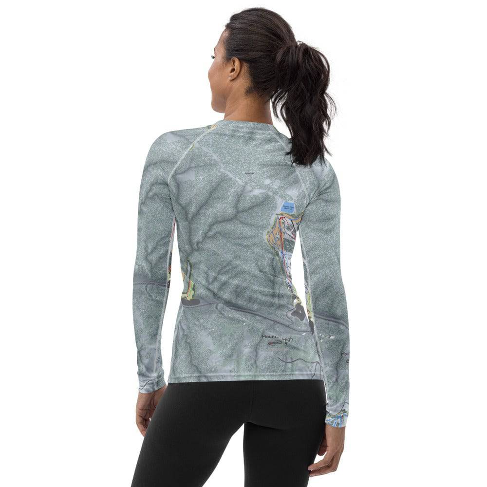 Mountain High, California Ski Trail Map Women's Base Layer Top - Powderaddicts