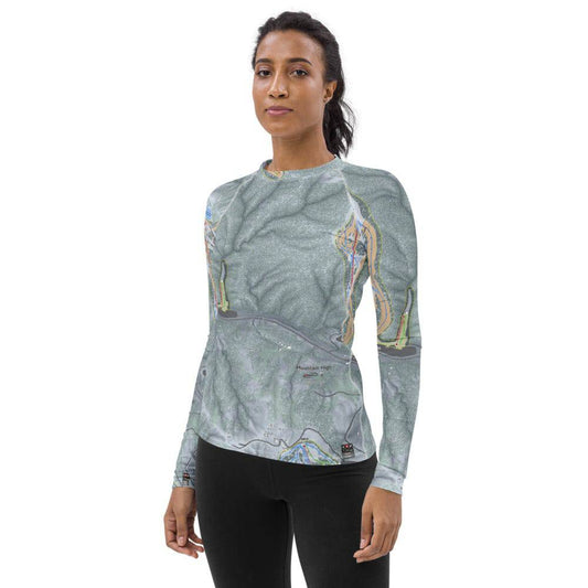Mountain High, California Ski Trail Map Women's Base Layer Top - Powderaddicts