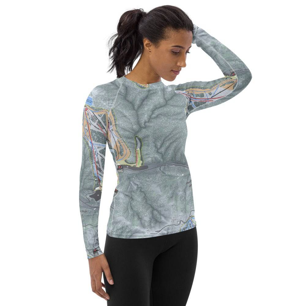 Mountain High, California Ski Trail Map Women's Base Layer Top - Powderaddicts