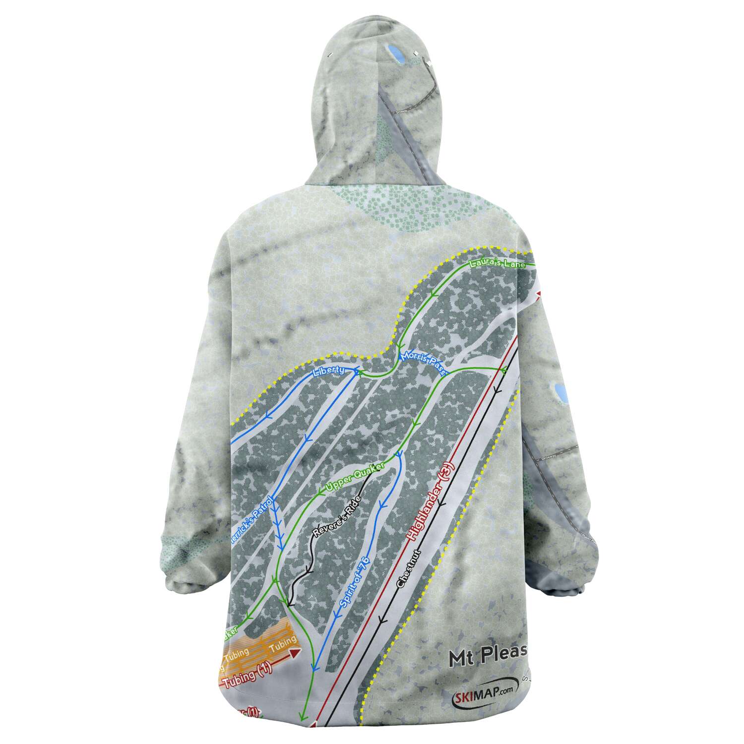 Mountain Pleasant, Pennsylvania Ski Trail Map Snuggie - Powderaddicts