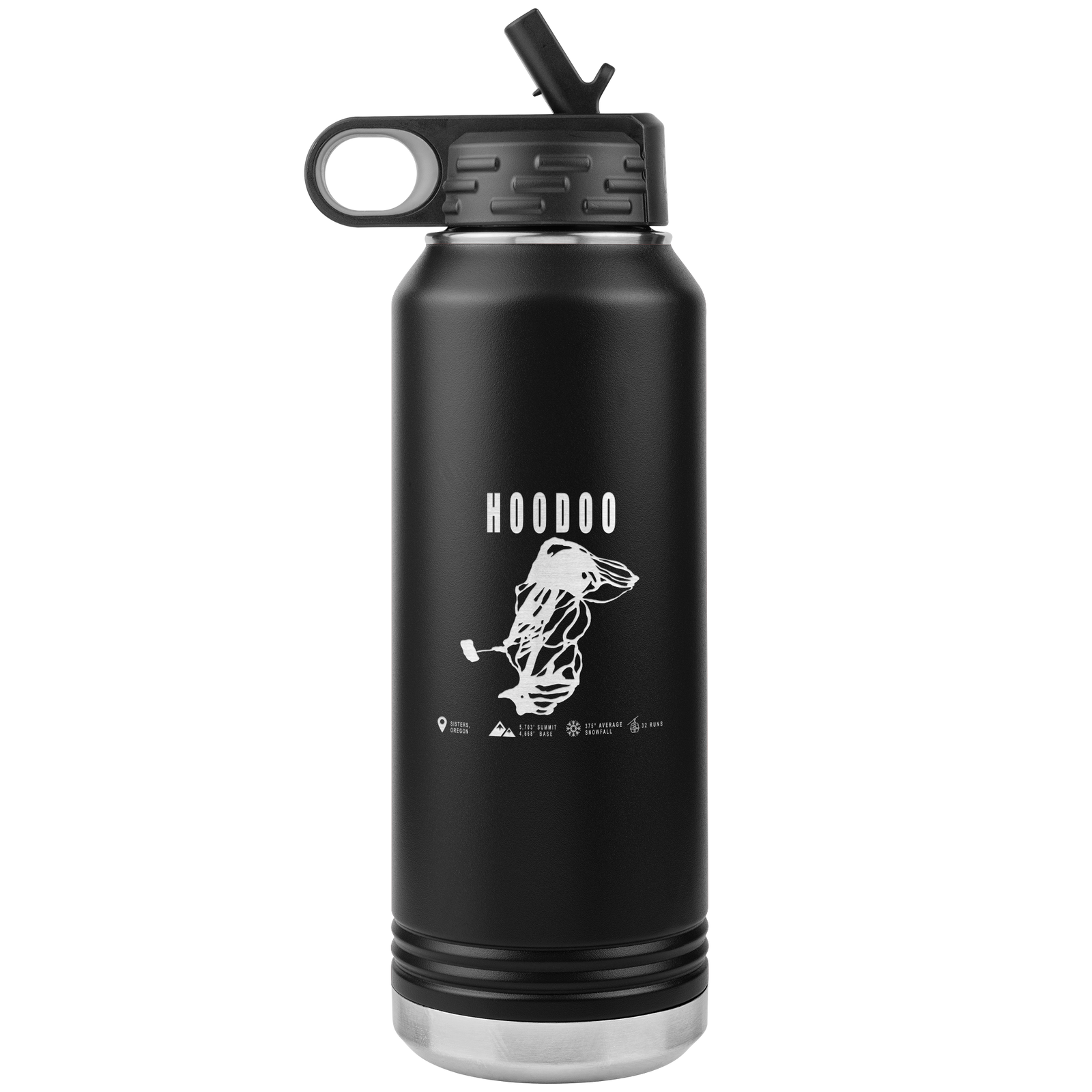 Hoodoo, Oregon Ski Trail Map 32oz Water Bottle Tumbler - Powderaddicts