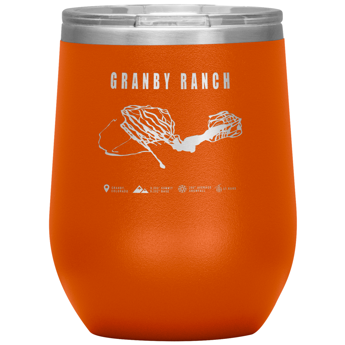 Granby Ranch Colorado Ski Trail Map Wine 12oz Tumbler - Powderaddicts