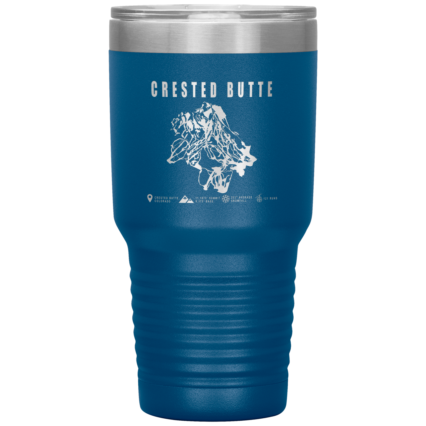 Crested Butte Colorado Ski Trail Map 30oz Tumbler - Powderaddicts