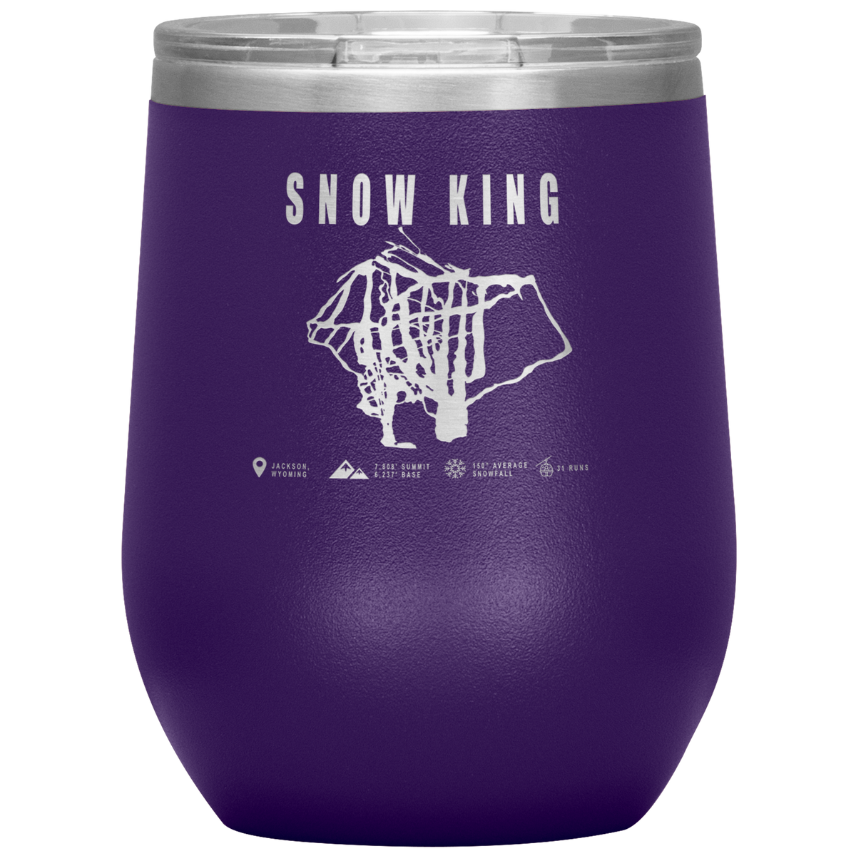 Snow King Wyoming Ski Trail Map Wine 12oz Tumbler - Powderaddicts