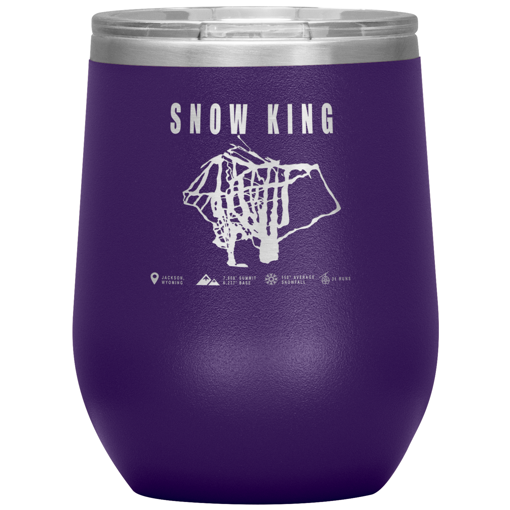 Snow King Wyoming Ski Trail Map Wine 12oz Tumbler - Powderaddicts