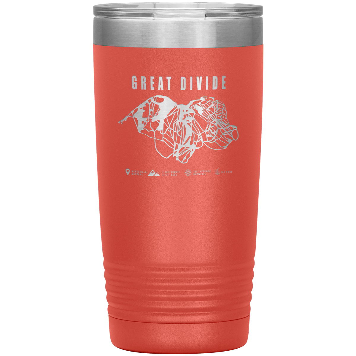Great Divide Montana Ski Trail Map 20oz Tumbler - Powderaddicts
