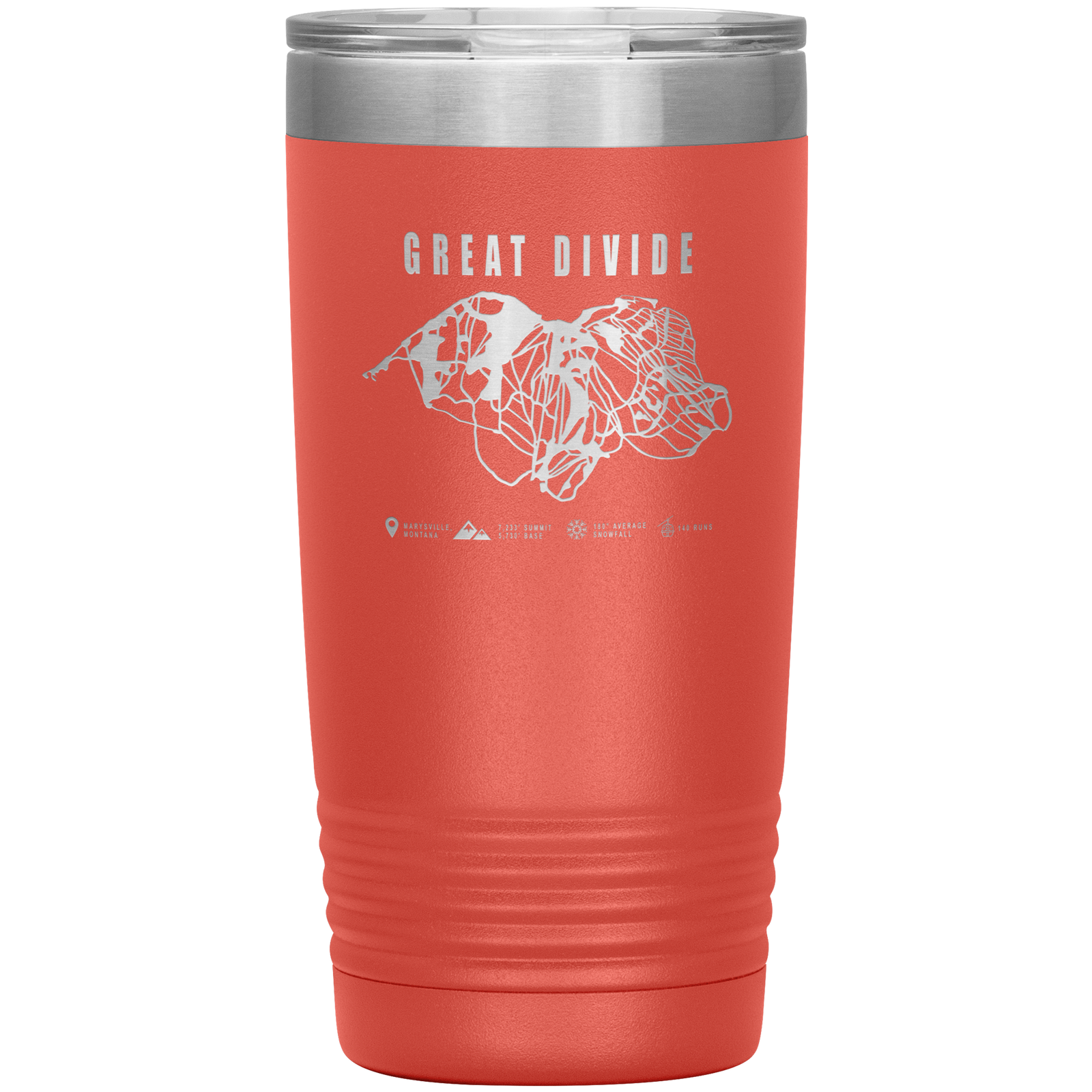Great Divide Montana Ski Trail Map 20oz Tumbler - Powderaddicts