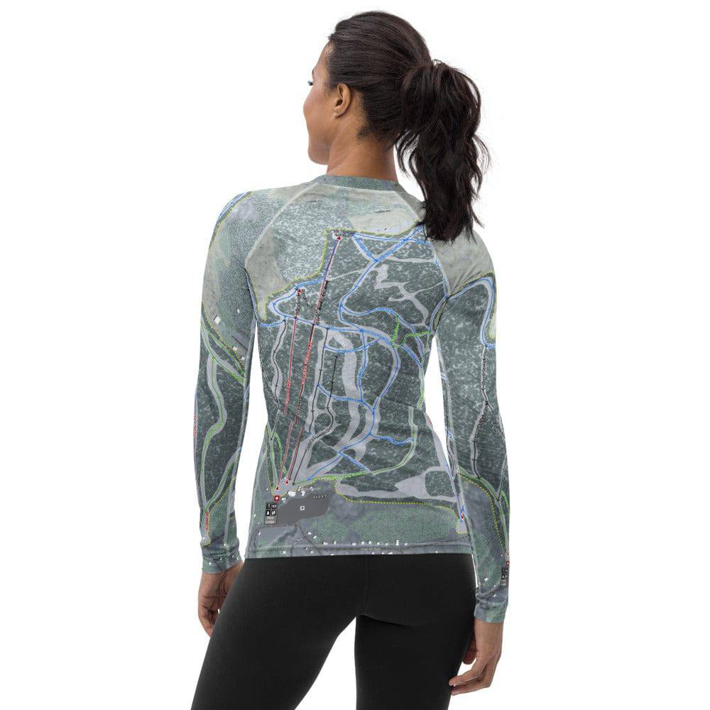 Mt Abram, Maine Ski Trail Map Women&#39;s Base Layer Top - Powderaddicts