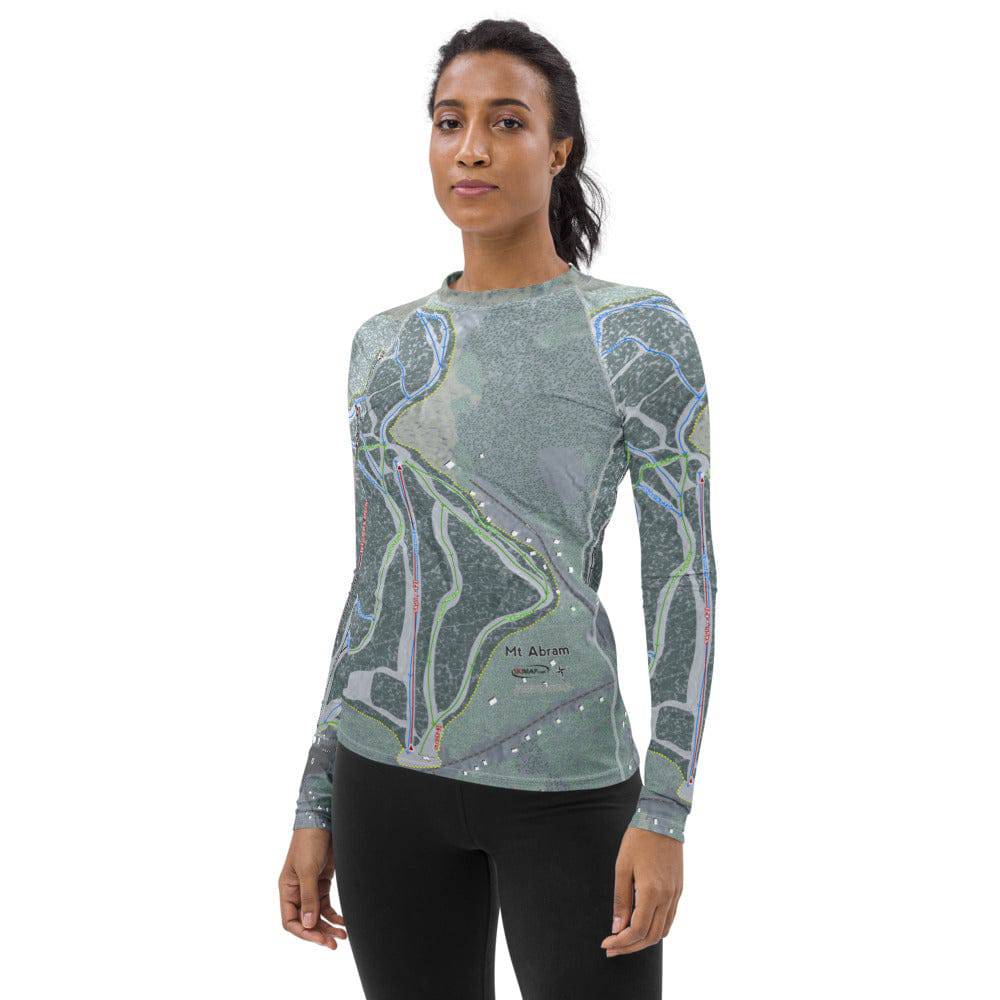 Mt Abram, Maine Ski Trail Map Women&#39;s Base Layer Top - Powderaddicts
