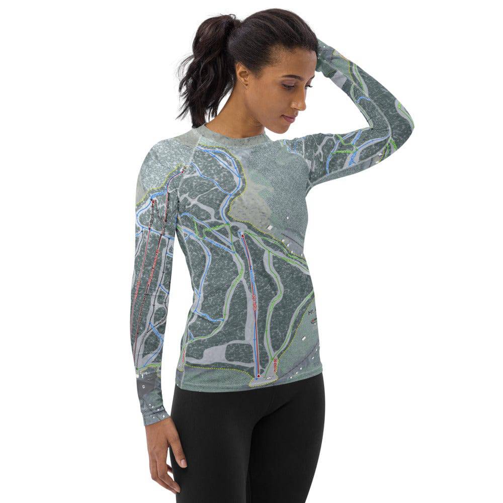 Mt Abram, Maine Ski Trail Map Women&#39;s Base Layer Top - Powderaddicts
