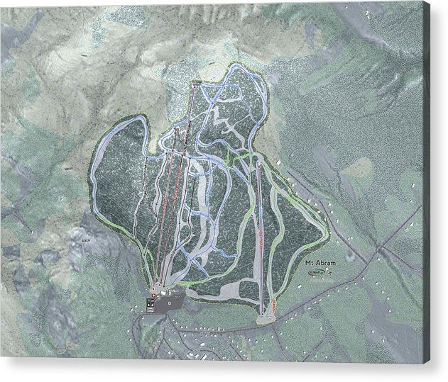 Mt Abram Ski Trail Map - Acrylic Print - Powderaddicts