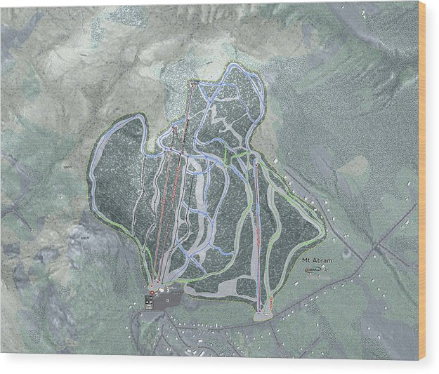 Mt Abram Ski Trail Map - Wood Print - Powderaddicts