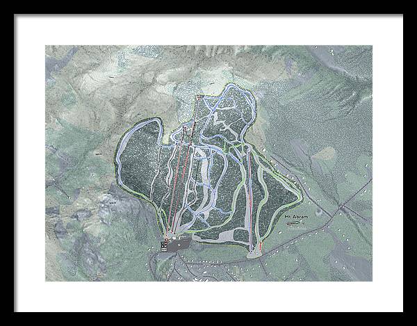 Mt Abram Ski Trail Map - Framed Print - Powderaddicts
