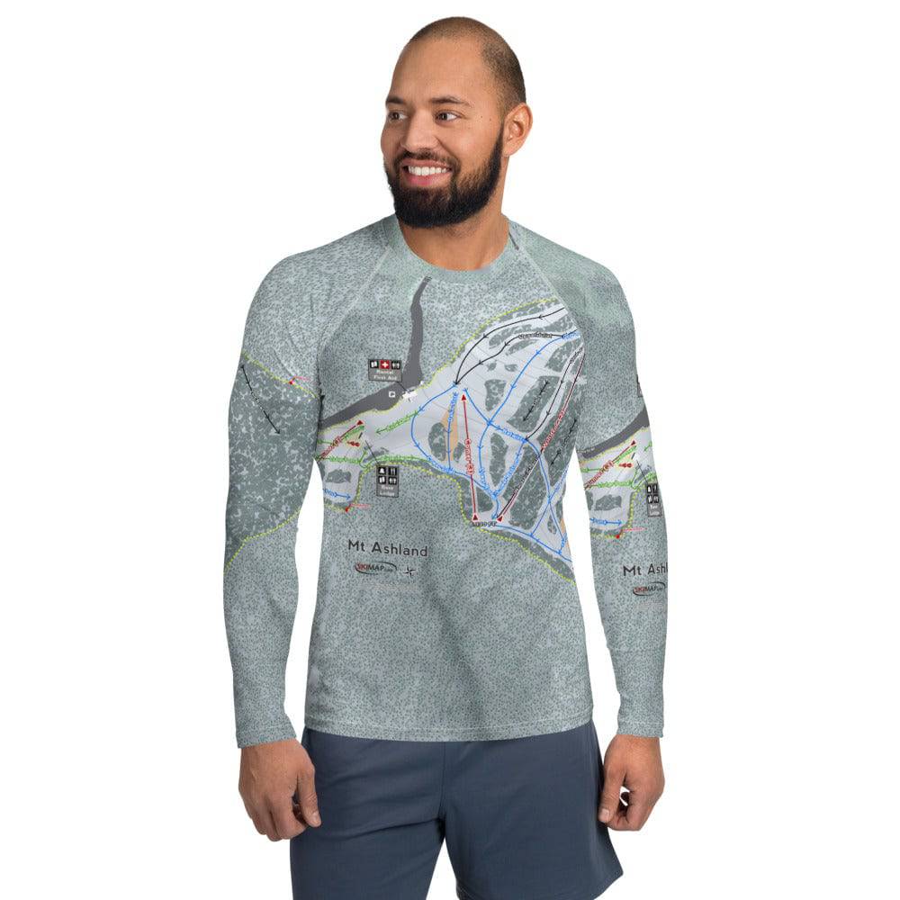 Mt. Ashland, Oregon Ski Trail Map Men's Base Layer Top - Powderaddicts