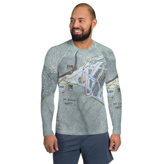 Mt. Ashland, Oregon Ski Trail Map Men's Base Layer Top - Powderaddicts