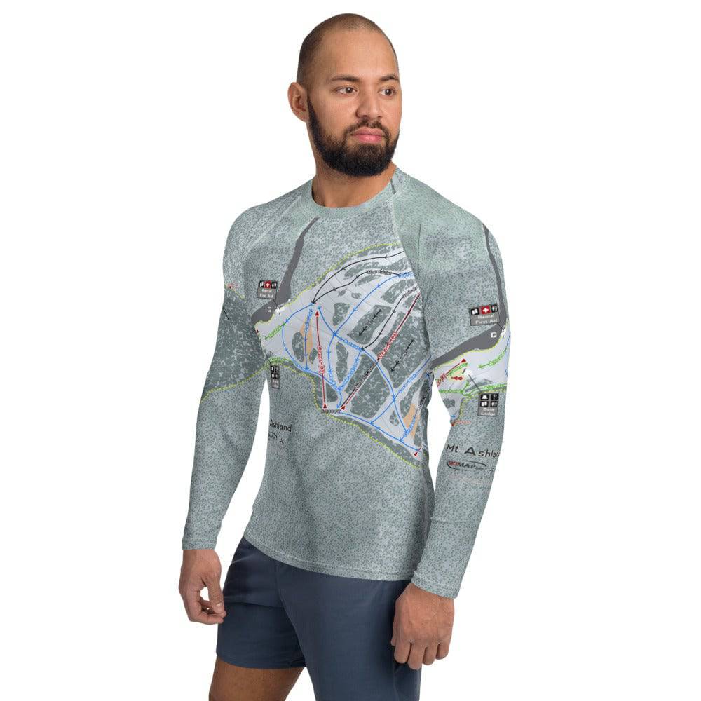 Mt. Ashland, Oregon Ski Trail Map Men's Base Layer Top - Powderaddicts