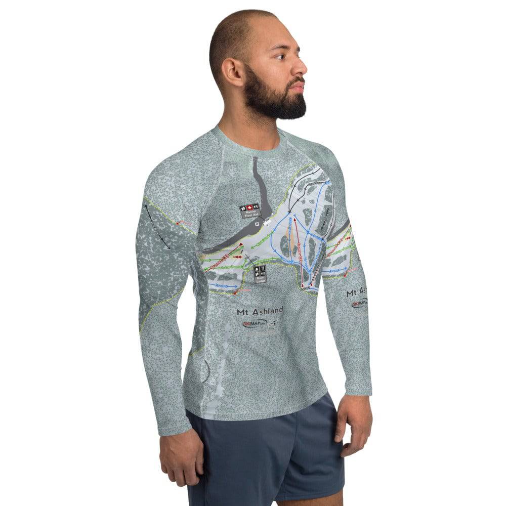 Mt. Ashland, Oregon Ski Trail Map Men's Base Layer Top - Powderaddicts