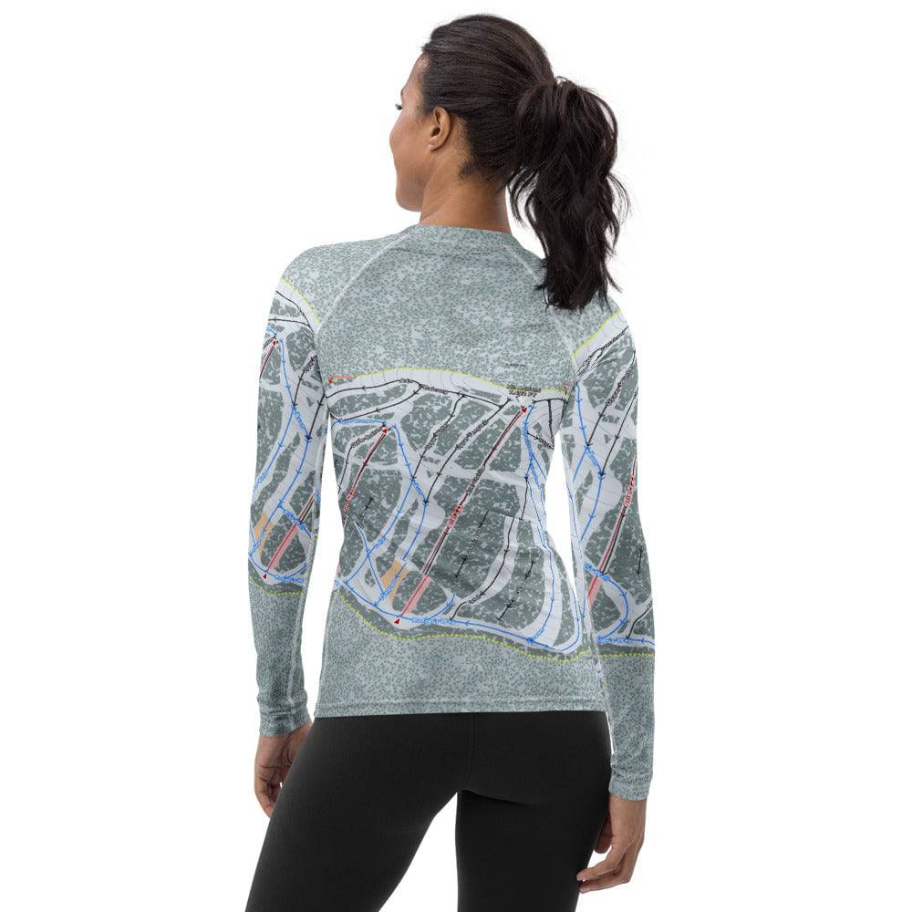 Mt Ashland, Oregon Ski Trail Map Women's Base Layer Top - Powderaddicts