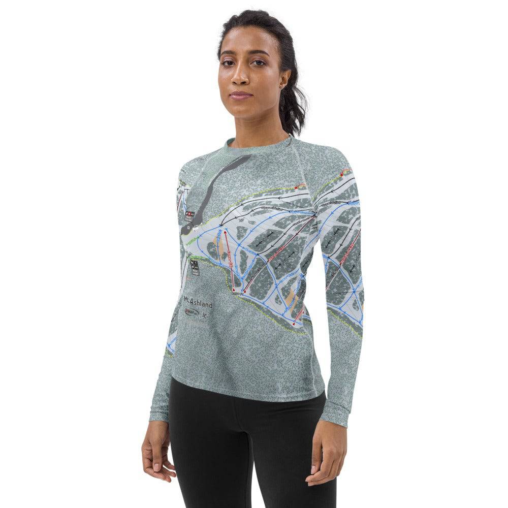 Mt Ashland, Oregon Ski Trail Map Women's Base Layer Top - Powderaddicts