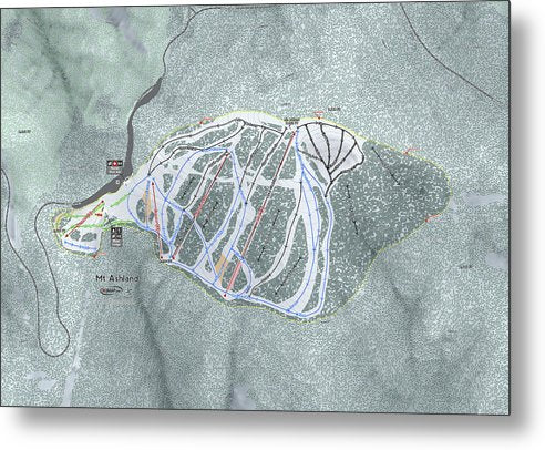 Mt Ashland Ski Trail Map - Metal Print - Powderaddicts